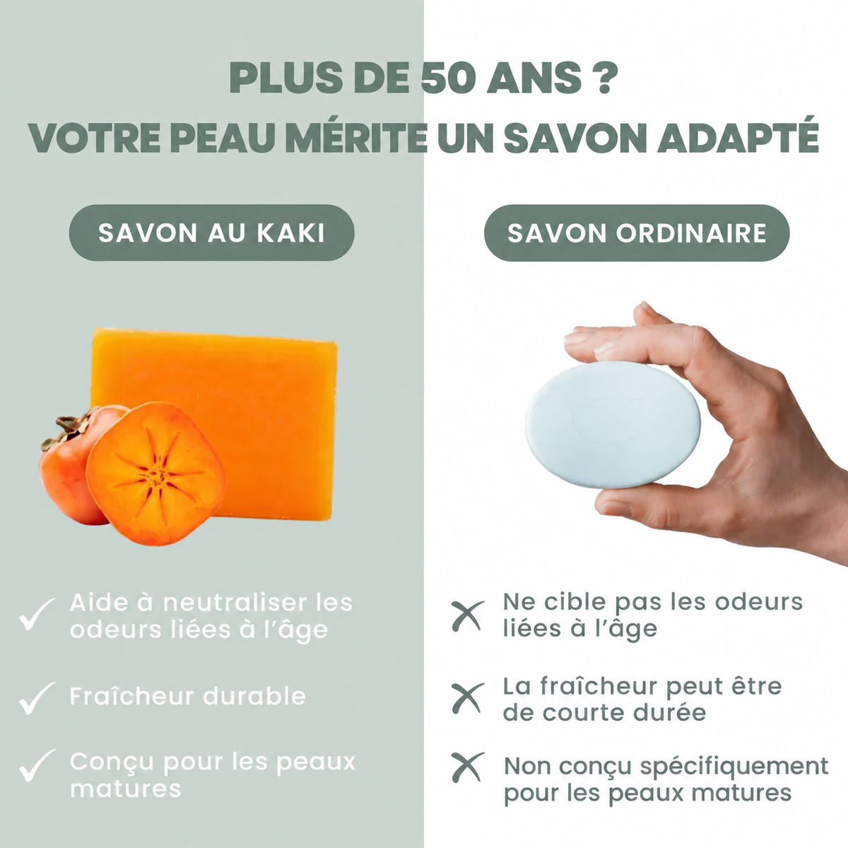 Savon désodorisant au kaki
